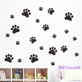 16 Pcs Black Paw Mirror Decals Dog Footprints Stickers Acrylic Paw Stickers Removable Wall Paw Decors Decoration of 3 Sizes for DIY Kids Living Room Bedroom Art Nursery Mural Home Decor, Wall Décor