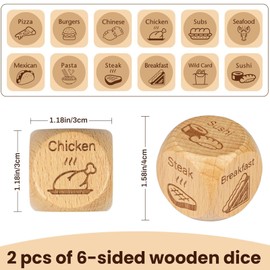 WERIGONI 2 Pieces Wooden Food Cubes - Date Night Game, Creative Decision Dice for Couples, Gifts for Men and Women, Anniversary, Birthday, Engagement, Valentine's Day