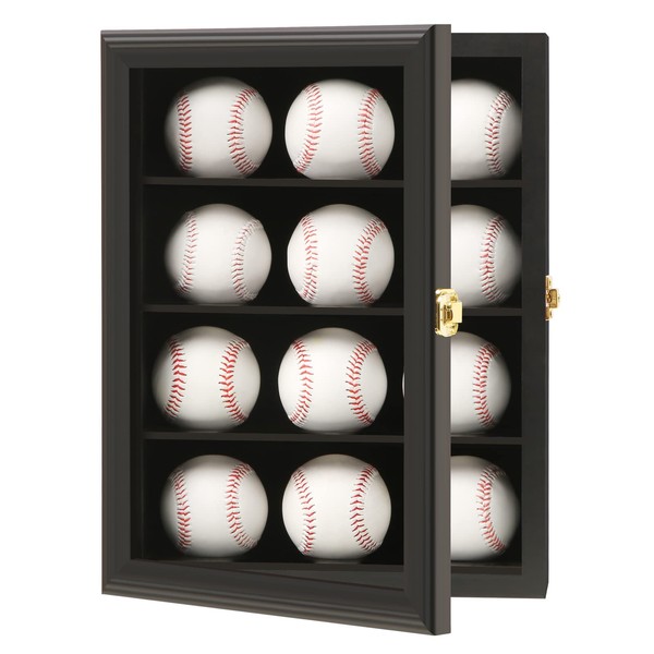 Verani 12 Baseball Display Case Cabinet Rack for Baseball Shadow