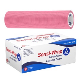 Dynarex 3219 Sensi-Wrap Self-Adherent Bandage Roll Without Natural Rubber Latex, Assorted, 6" x 5 yds Size, 180" Length, 6" Width, Pack of 12