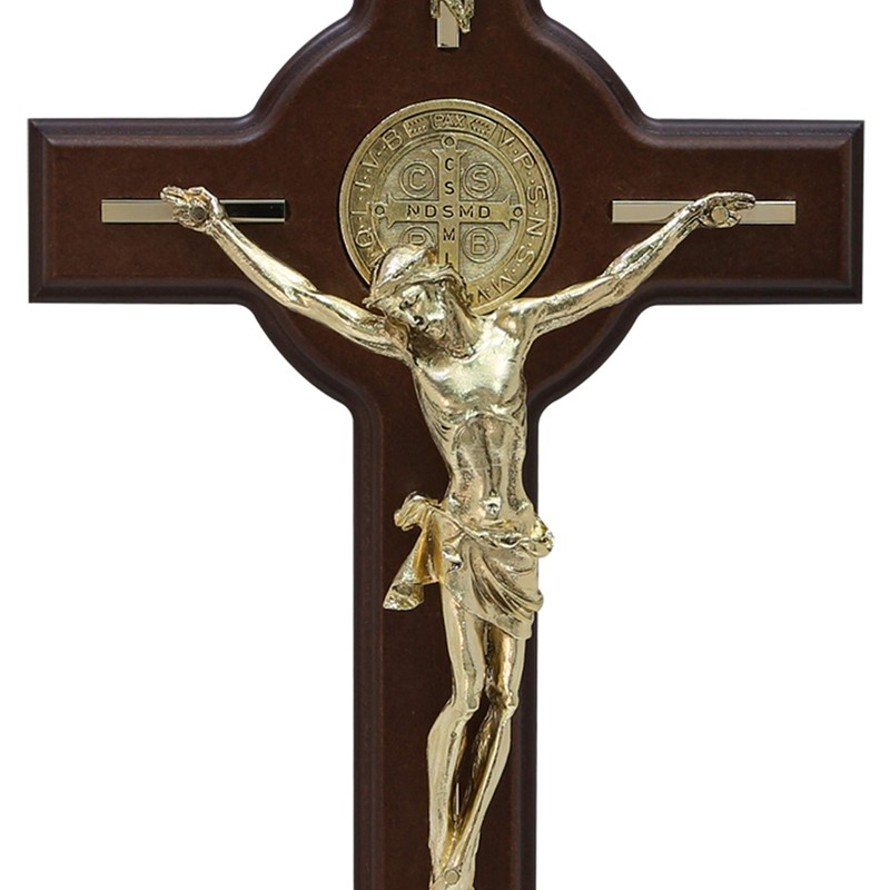 Jorvina Cristo/Cruz Grande de San Benito para Colgar Dorada