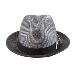 MONTIQUE Two-Tone Braided Pinch Fedora Hat | Stylish & Elegant Design Fedora Hats for Modern Touch | Black, Medium H-68
