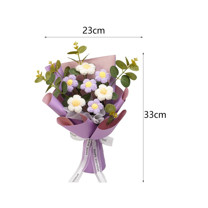 Fenteer Crochet Flower Bouquet Already Made Hand Woven Bouquet Mother