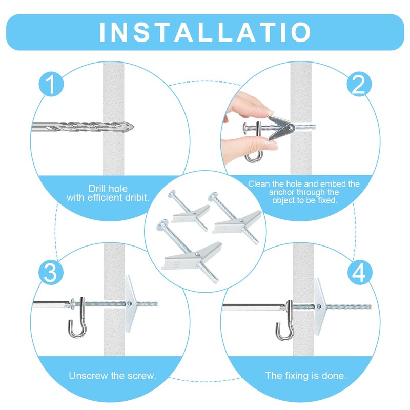 24Pcs Hollow Wall Anchors 3/16” Heavy Duty Butterfly Anchors for