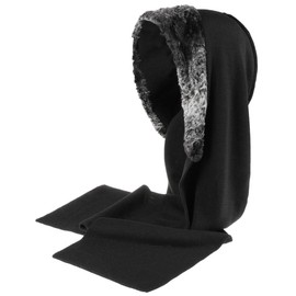 Gebeana Faye Fake Fur Scarf Hooded Scarf Women's Scarf Knitted Scarf Hat Scarf Capuchon, black