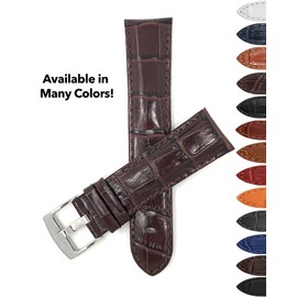 Bandini 22mm Mens Italian Leather Watch Band Strap - Brown - Alligator Pattern
