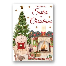 Second Ave Sister Christmas Home Fireplace Xmas Holiday Festive Greetings Card
