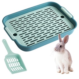 Rabbit Toilet with Shovel, Rabbit Litter Tray Small Cat Litter Tray Plastic Grate Rabbit Toilet Hamster Toilet Guinea Pig Toilet Rabbit Litter Box
