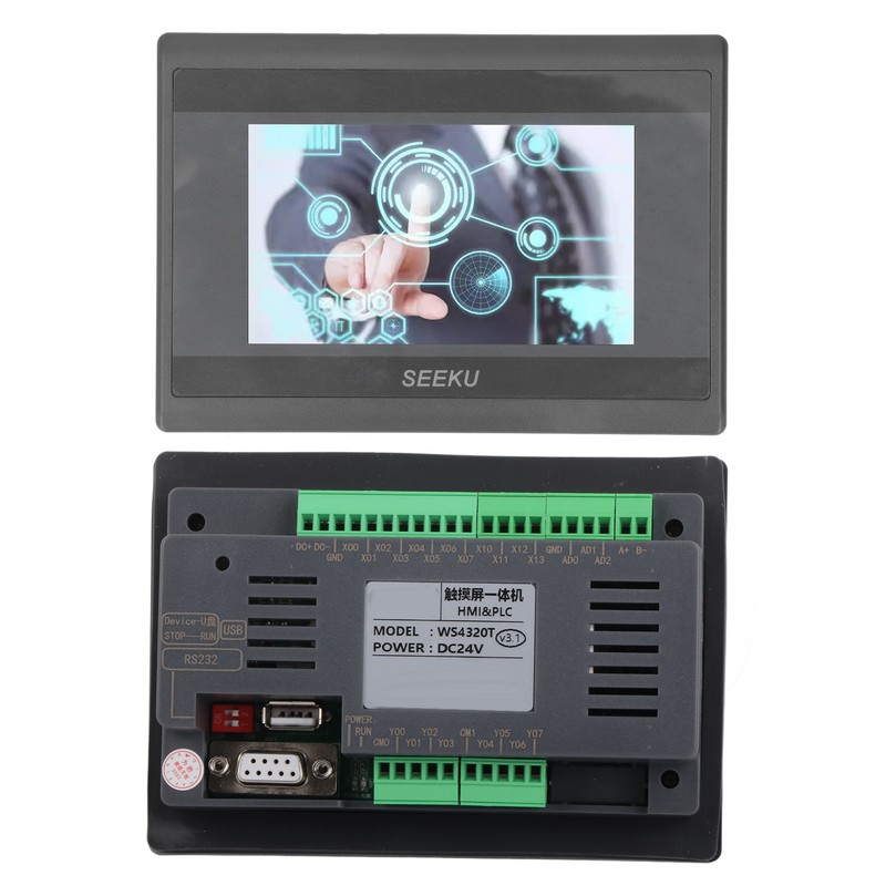 4.3in HMI PLC Touch Screen Transistor Output Switch Counts 12