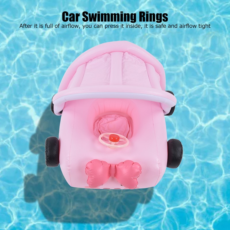 Car Shaped Babies Swim Float Boat Thickened Safe Pink Toddler