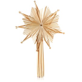 com-four® Christmas tree topper as Christmas tree decoration made of straw - straw star top for the Christmas tree - Christmas tree decoration - natural Christmas tree decoration.