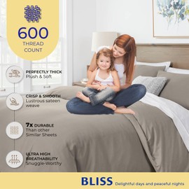 California King/King Duvet Cover, 600 Thread Count Sateen 3 Pc Egyptian Cotton Quality Duvet Cover Set, 100% Pure Cotton Comforter Cover, 2 Pillow Shams, Zipper Closure, 7 Corner Ties - (Taupe)