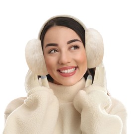 Sorfneo Winter Ear Muffs Set for Women Girls Cute Adjustable Foldable Ear Warmers Faux Fur Ear Covers Headband