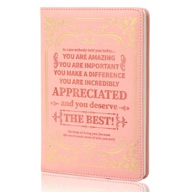 BOBO RABBIT Pink A5 Lined Leather Journal Notebook Inspirational Christian Hardcover Executive Journaling for Men Women 200 Pages 100 Gsm Thick Ruled Daily Diary for Appreciation Encouragement