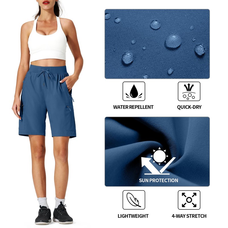 Ksmien - Pantalones cortos cargo para mujer, de secado rápido,