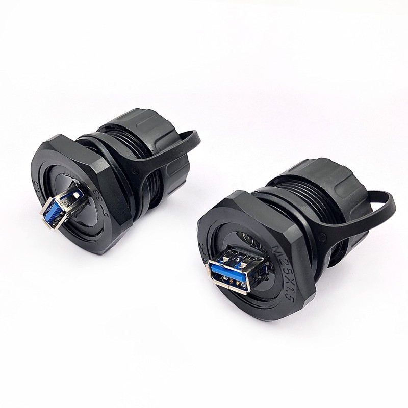 DEVMO 2PCS Electrical USB3.0 Female to Female IP67 Waterproof Connector,