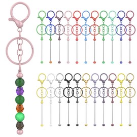22Pcs Beadable Keychains Bars, Metal DIY Blanks Beaded Keychain Bar Charms Strips Accessories Bulk Making Supplies for Bead Keychain Making, DIY Gift, Craft, Pendant, Jewelry and Purse (Multicolor)