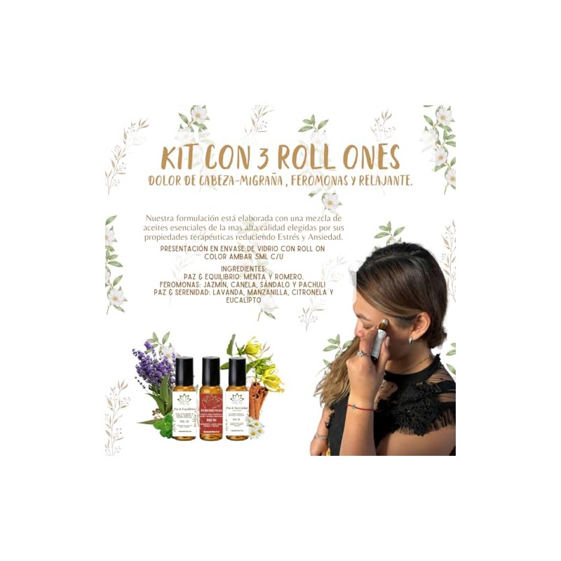 Kit Roll Dolor Cabeza Migraña Feromonas Relajante