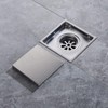 SISEHO Brushed Nickel Shower Drain 4 Inch Square for Bathroom