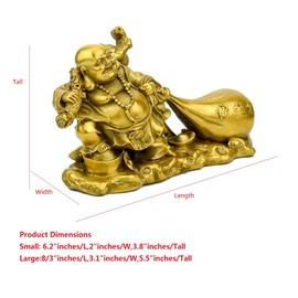WEALTHCOMING Fengshui Buddha God of Wealth Statue,Laughing Buddha Pulling Money Bag for Prosperity & Happiness,Lucky Figurine for Home Office Decor
