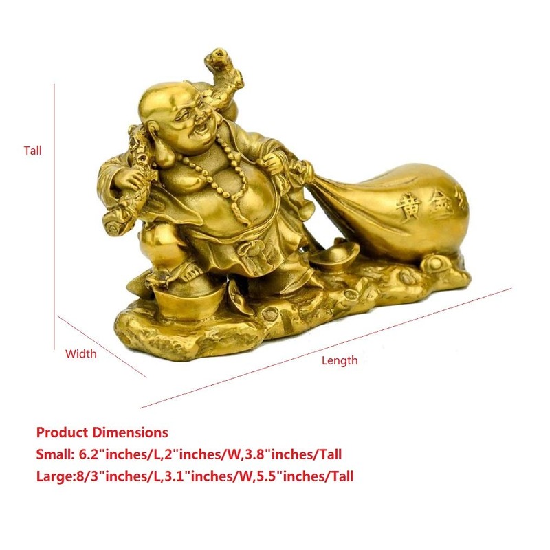WEALTHCOMING Fengshui Buddha God of Wealth Statue,Laughing Buddha Pulling Money