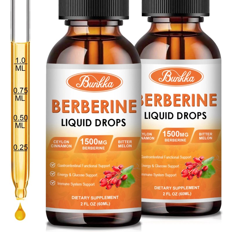 1500mg Berberine Liquid Drops Organic Ceylon Cinnamon Bitter Melon 2FL