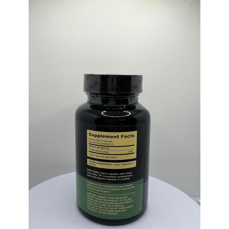 Micronized Creatine Monohydrate Capsules, 2.5g, 60 Count, for Muscle Building