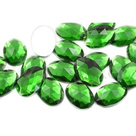 Allstarco 25x18mm Green Peridot H120 1" Large Flat Back Oval Acrylic Rhinestones Cosplay Gems Plastic Jewels Embelishments DIY Crafts - 20 Pieces