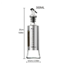 Juego de Botellas Dispensadoras de Aceite de Oliva de Vidrio - Botella de Vidrio de Aceite de Oliva de Cocina con Escala (300ml*2pcs)