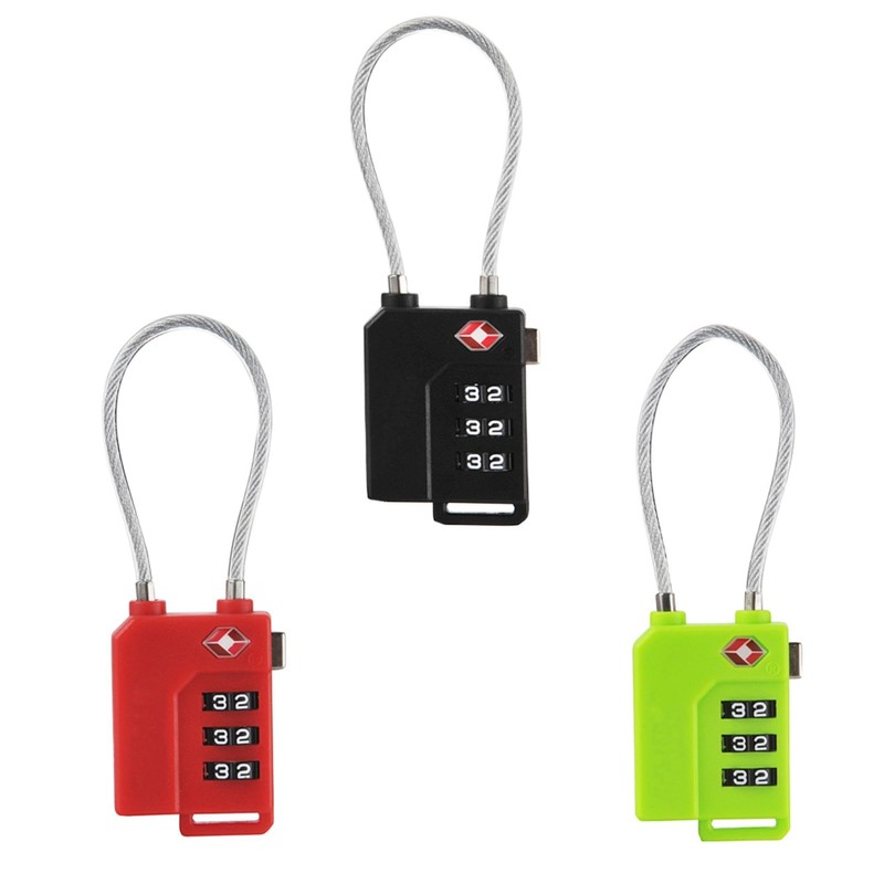 Vanguard TSA Lock, Wire Lock, Small, Lightweight, Key, 3-Digit, Dial-type,