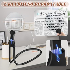 Lupa de Lectura, Lupa, Lupa 5X con Soporte, Lupa para Leer, Lupa para Bordar, Lupas de Aumento Grande, Lupa Grande de Página de Libro Completo, Lupa de Cuello de Cisne Flexible