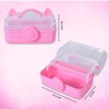 Tuilful Storage Box with Handle, 3-Compartment Plastic Organizer with Lid,