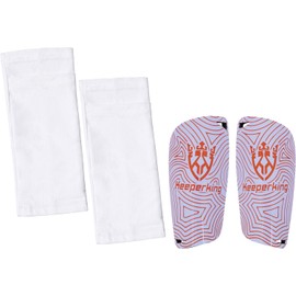 Keeperking Shin Pads Football for Adults Youth Children Football Socks Shin Guard Men Boys Girls Football with Padded Ankle Protection Equipment (S, Orange)