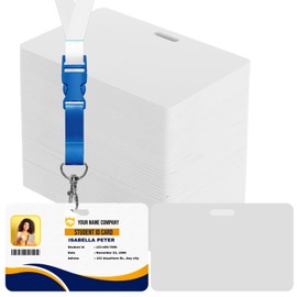 LDHHYH 200 Pack White PVC Cards with Slot Punch on Long Side, Blank Credit Cards CR80 30 Mil, Horizontal Slot Punch Card, White Plastic ID Card for Business Office Custom ID Badges