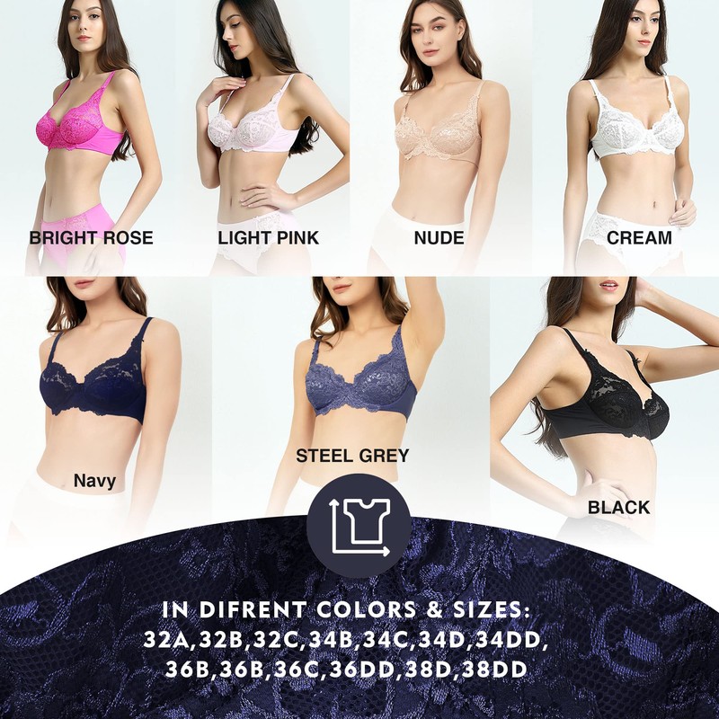 brasier para mujer, brasier de encaje, brasier de cobertura completa