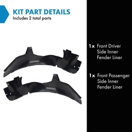 TRQ TRQ Front Inner Fender Liner Set Compatible with 2005-2008 Buick LaCrosse GM1250109 GM1251109