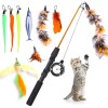 APSUAE 9 PCS Cat Fishing Pole Toy, Retractable Cat Feather