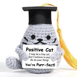 AICase Inspirational Positive Graduation Cat Gifts, Emotional Support Nuggets Crochet Animals Cute Funny College Graduate Grad Gifts for Women/Male/Her/Him/Men/Female/Adult/Masters Degree 2025