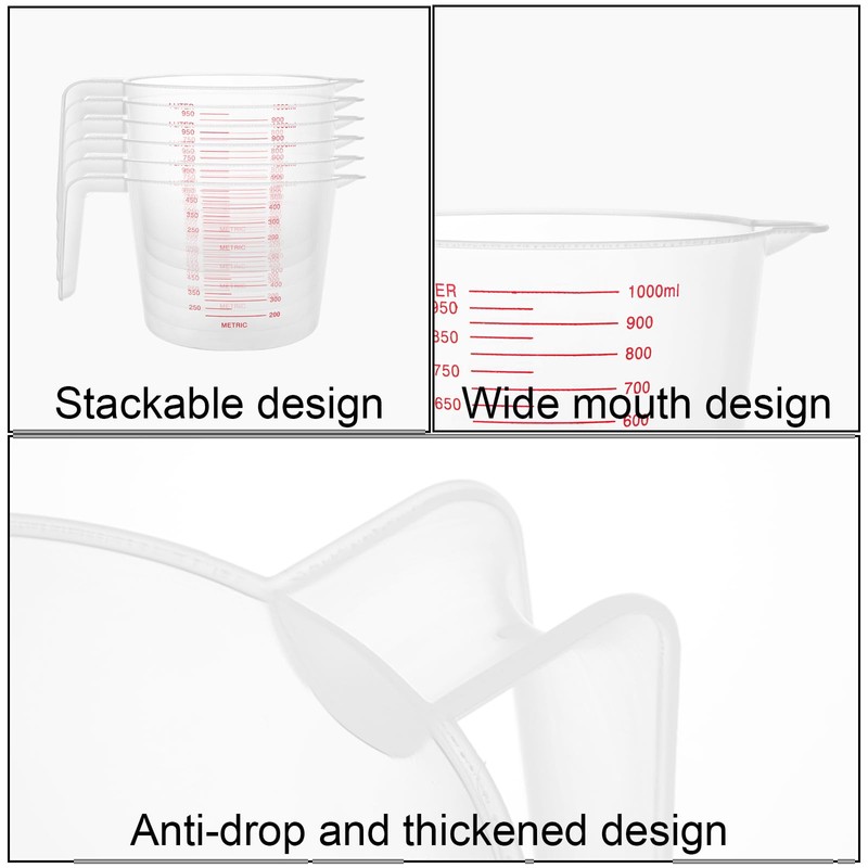 GBACHOOSE 12 Pcs Plastic Measuring Jugs, 1 Litre Plastic Jug