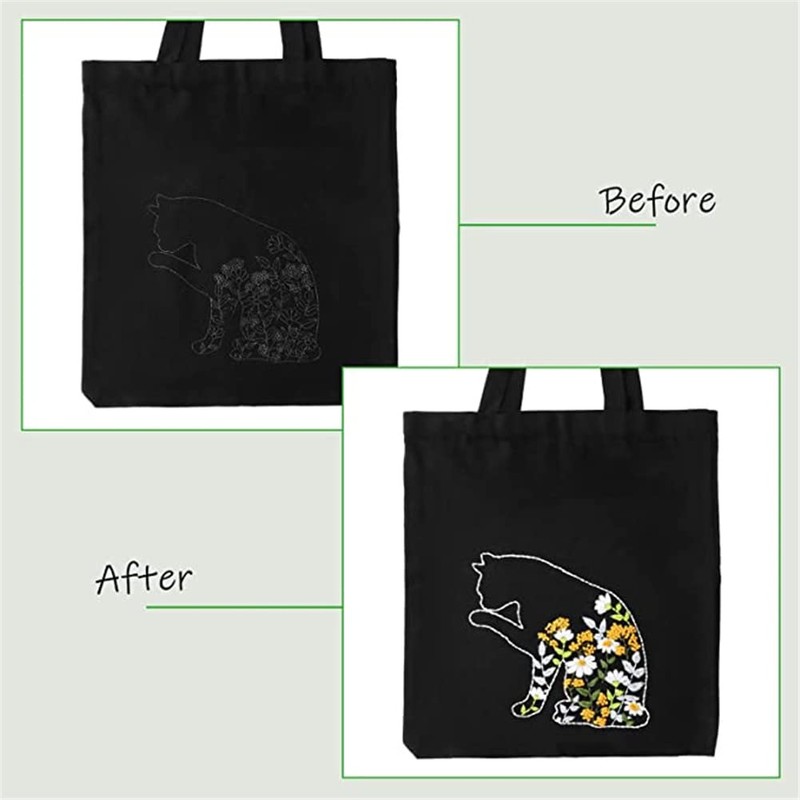 Embroidery Kit for Beginners with Canvas Bag, Embroidery Hoops, Threads,