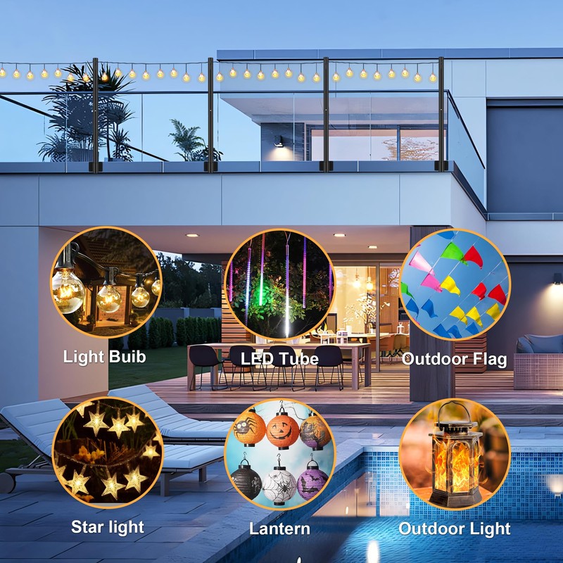 Suchtale 4 Pack 2.8 FT String Light Poles, Suspension Outdoor
