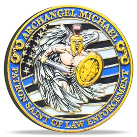 Strugglejewelry Archangel Michael Law Enforcement Challenge Coin - Patron Saint of Police with Blessing Prayer ﻿