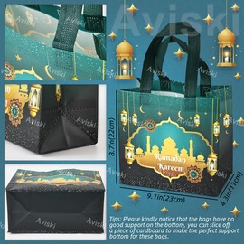 Aviski 16PCS Ramadan Mubarak Reusable Gift Bags, Treat Bags with Handles, Assorted Sizes Ramadan Mubarak Party Bags, Multifunctional Non-Woven Ramadan Bags for Gifts Wrapping, Ramadan Kareem Party Supplies
