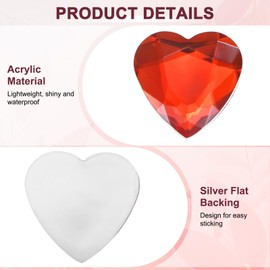 M METERXITY 25-Pack Heart Rhinestone, 25mm Acrylic Heart Rhinestone Stickers for Craft/Painting/Jewelry, Flat Back Plastic Gems Sticker [Red]