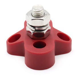 RKURCK M8 (5/16") Single Heavy-Duty Terminal Stud Power and Ground Junction Block （Red）