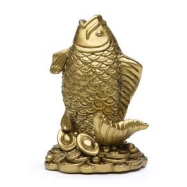 BRASSTAR Resin Feng Shui Fish Statue Wealth Carp Treasure Good Fortune Lucky Auspicious Home Office Decor Collection Gift TQZDPT64