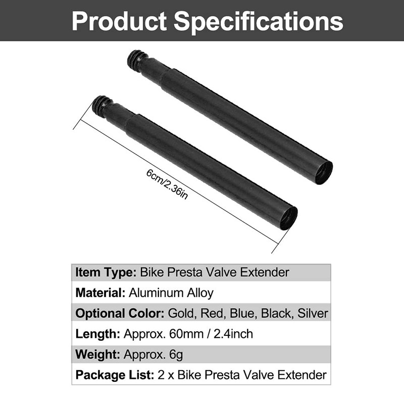 Keenso 2 x Valve Extender, 60 mm Bicycle Presta Valve