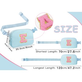 COSHAYSOO Blue Belt Bag Fanny Pack Crossbody Travel Essential Stuff Trendy Birthday Christmas Gifts for 4 5 6 7 8 9 10 11 12 Year Old Little Big Girls Monogrammed Cute Presents Initial Letter E