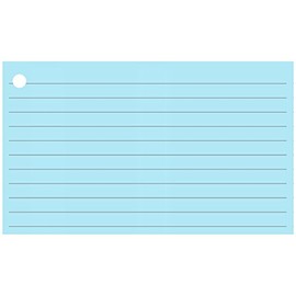 Colonial Cards: 150 Color Cardstock 3" x 5" Index Cards, Light Blue, Lined Landscape Format with Corner 1-Hole Punched and 4 Binder Rings