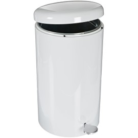 WITT 2270WH Stainless Steel Step On Can Biohazard Waste Container with Galvanized Liner, 7gal Capacity, 11" Diameter x 21" Height, White